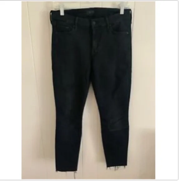 Mother Denim Looker Ankle Fray Blackbird 27 Black - Picture 7 of 7